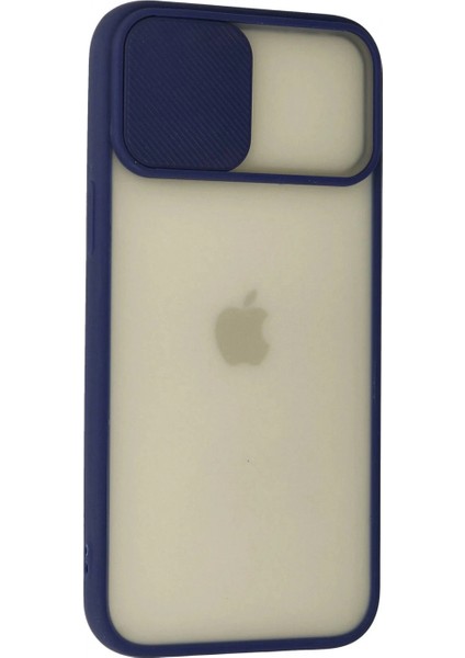 iPhone 12 Pro Max Kılıf Palm Buzlu Kamera Sürgülü Silikon - Lacivert modelleri