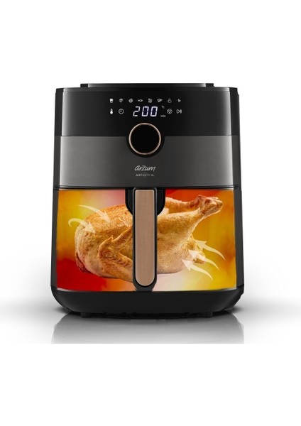 Yüksek Kapasiteli Bakır Renkli Hava Fritözü, Sağlıklı ve Pratik Pişirme Aleti