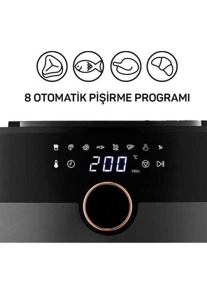 Yüksek Kapasiteli Bakır Renkli Hava Fritözü, Sağlıklı ve Pratik Pişirme Aleti fırsatları