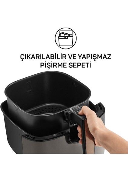 Yüksek Kapasiteli Bakır Renkli Hava Fritözü, Sağlıklı ve Pratik Pişirme Aleti