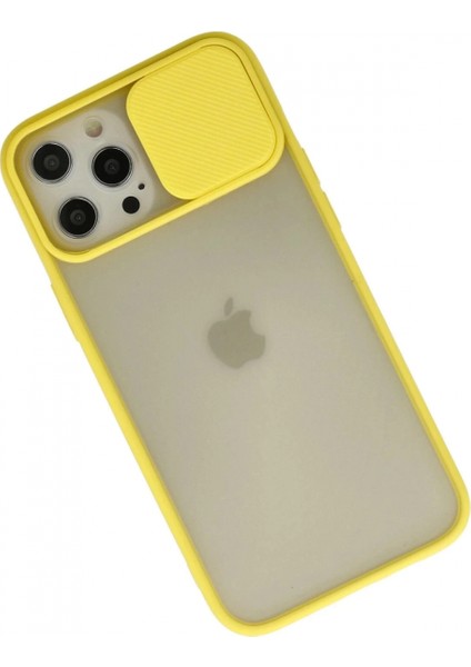 iPhone 12 Pro Max Kılıf Palm Buzlu Kamera Sürgülü Silikon - Sarı fiyatları