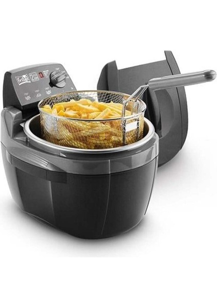 2300 W Turbo Fritöz, Çıkabilir Hazne, Şık Siyah Tasarım