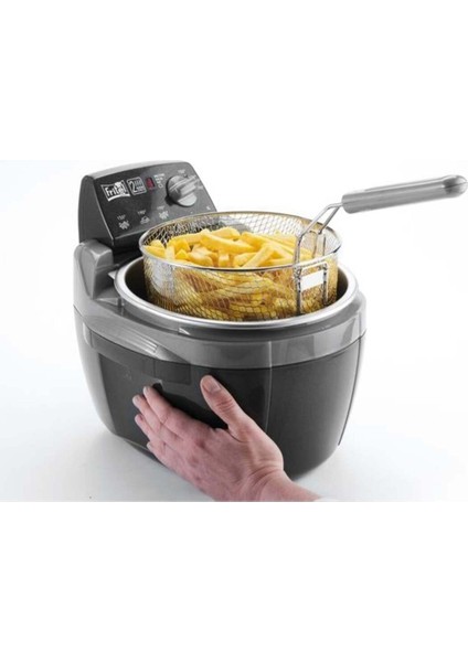 2300 W Turbo Fritöz, Çıkabilir Hazne, Şık Siyah Tasarım