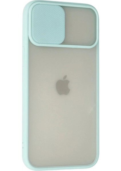 iPhone 12 Pro Max Kılıf Palm Buzlu Kamera Sürgülü Silikon - Turkuaz modelleri