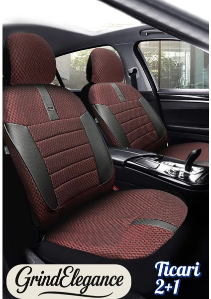 Skoda Rapid 2012-2018 Hatchback – Ticari Araç 2+1 Uyumlu Vira GrindSport Koltuk Kılıfı – Kırmızı Siyah, Kolay Montaj