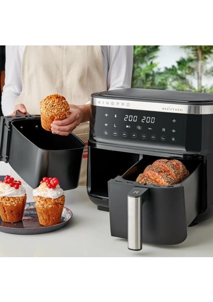 Çift Havalı Pişirme Robotu, Siyah, Çok Fonksiyonlu Elektronik Cihaz