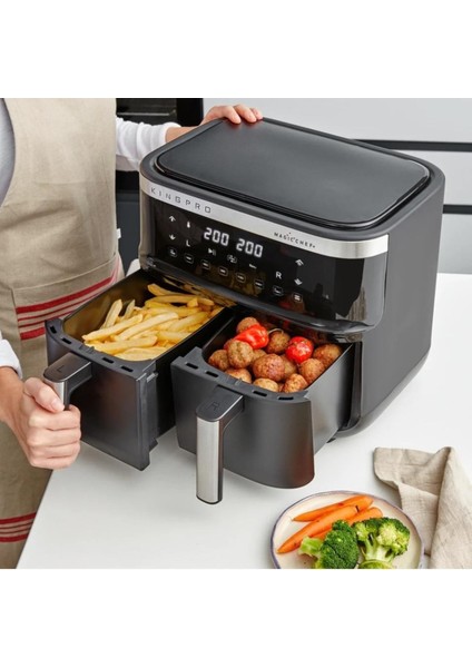 Çift Havalı Pişirme Robotu, Siyah, Çok Fonksiyonlu Elektronik Cihaz