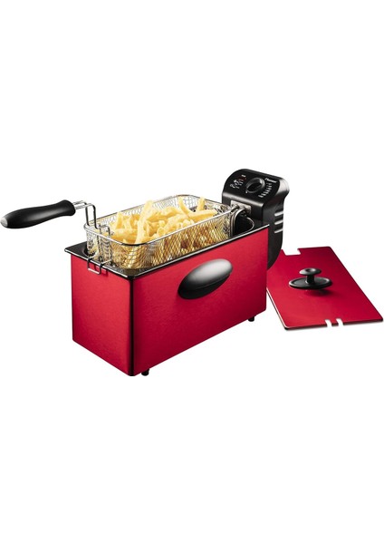 2000W 3.5l Yağ Fritözü, Soğuk Bölge Teknolojisi, Sıcaklık Ayarlı, Kırmızı