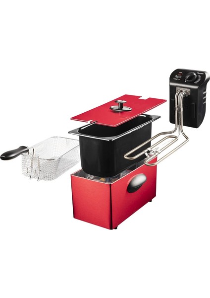 2000W 3.5l Yağ Fritözü, Soğuk Bölge Teknolojisi, Sıcaklık Ayarlı, Kırmızı fiyatları