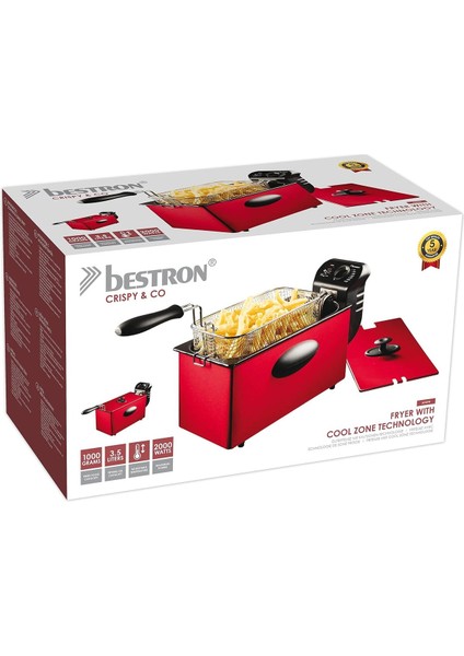 2000W 3.5l Yağ Fritözü, Soğuk Bölge Teknolojisi, Sıcaklık Ayarlı, Kırmızı fırsatları