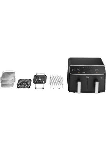 Çift Hazneli Az Yağlı Hava Fritözü, Siyah, Sağlıklı ve Pratik Kullanım modelleri