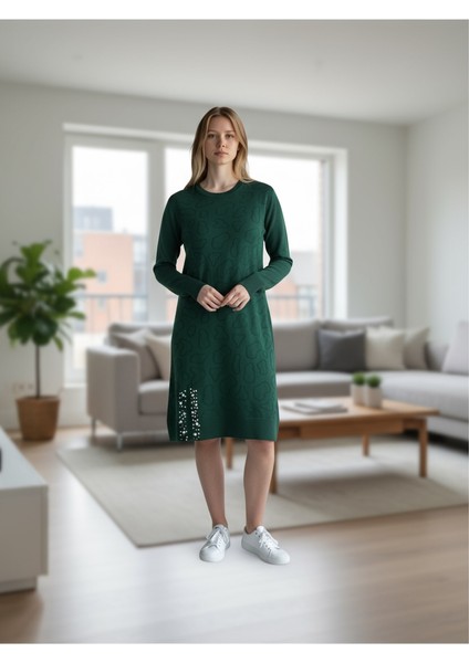 Kadın Önü Desenli Etek Yan Ucu Boncuklu Düşük Kol Tunik fiyatları