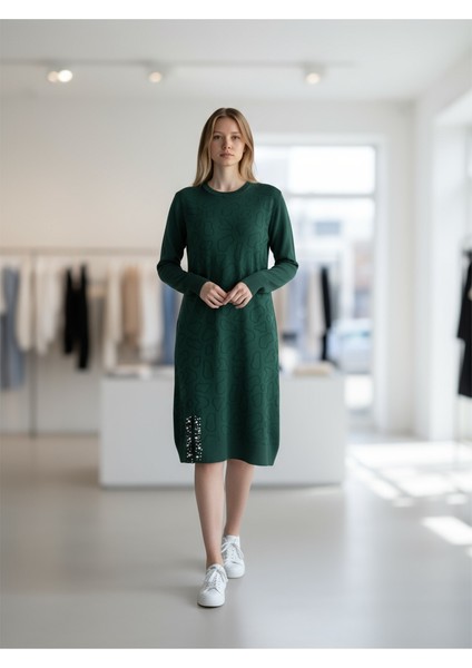 Kadın Önü Desenli Etek Yan Ucu Boncuklu Düşük Kol Tunik modelleri