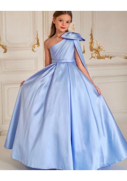 Kız Çocuk Tasarım Omuz Detaylı Prenses Elbise