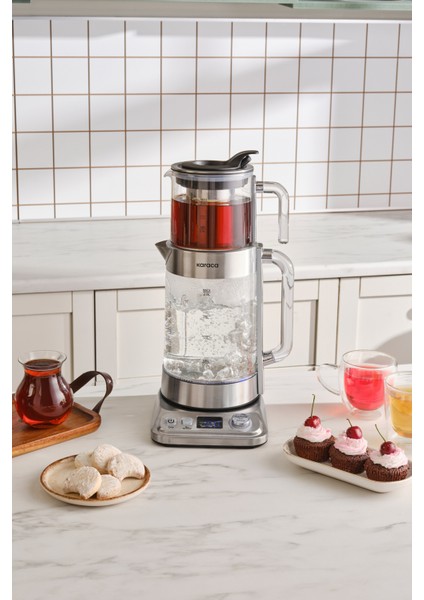 Gri Refika Xl Cam Çay Makinesi, Şık ve Kullanışlı Tasarım ile Keyifli Çay Keyfi