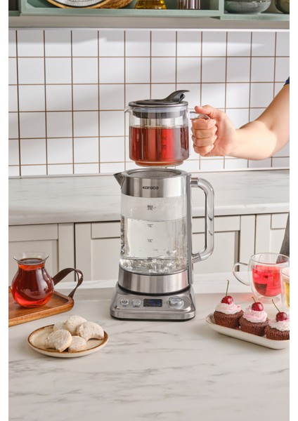 Gri Refika Xl Cam Çay Makinesi, Şık ve Kullanışlı Tasarım ile Keyifli Çay Keyfi