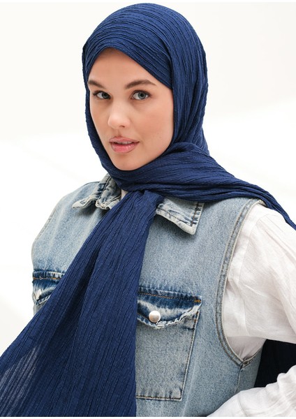 Modal Gofre Şal Lacivert