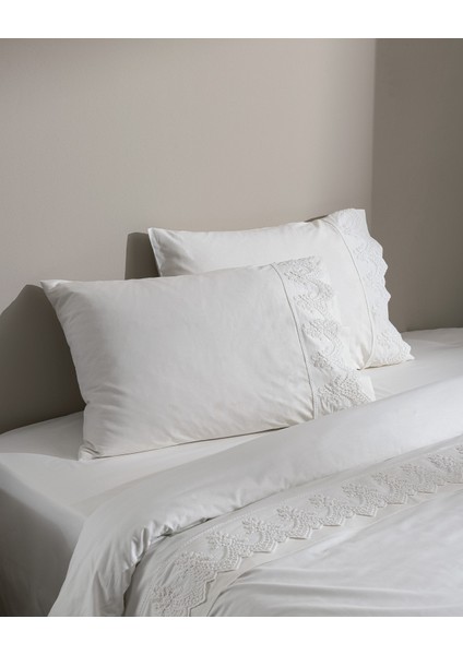 Modena King Size %100 Pamuk Brodeli Nevresim Takımı - Beyaz