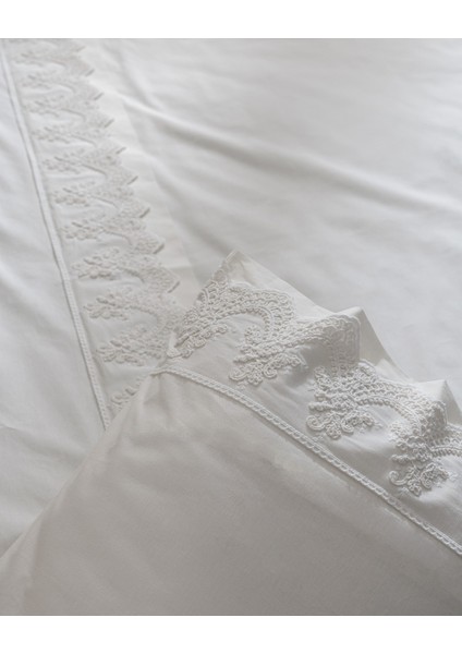 Modena King Size %100 Pamuk Brodeli Nevresim Takımı - Beyaz