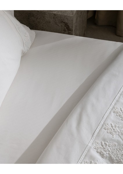 Modena King Size %100 Pamuk Brodeli Nevresim Takımı - Beyaz