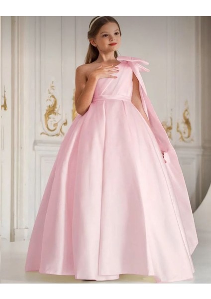 Kız Çocuk Tasarım Omuz Detaylı Prenses Elbise