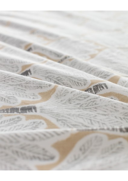 Kerman King Size Pamuklu Baskılı Nevresim Takımı - Bej/Gri