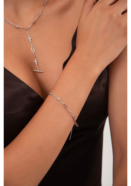 Gümüş Iki Farklı Zincir Tasarımlı 925 Ayar Gümüş Bileklik 115 fiyatları