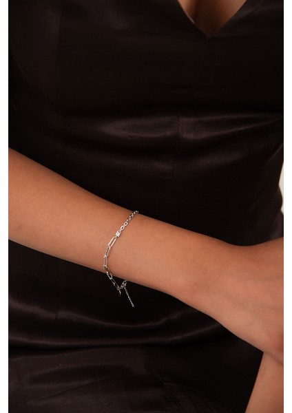 Gümüş Iki Farklı Zincir Tasarımlı 925 Ayar Gümüş Bileklik 115 modelleri