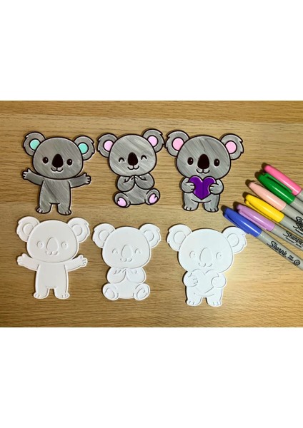 Sevimli Koala Boyama Seti | 3’lü Boyasız Ahşap Çocuk Aktivite Seti