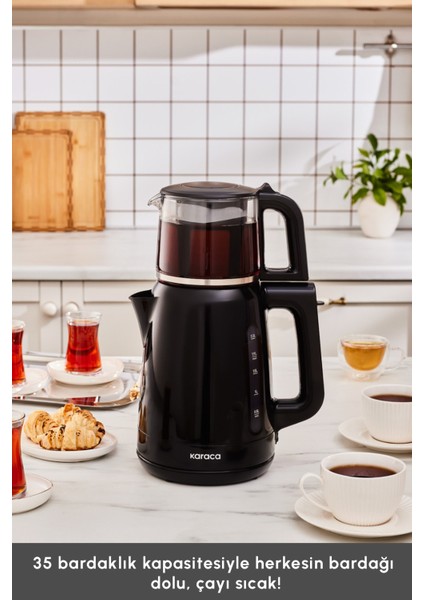 Cam Çay Makinesi, Siyah, 1500W, Şık ve Kullanışlı Elektrikli Çay Demliği modelleri
