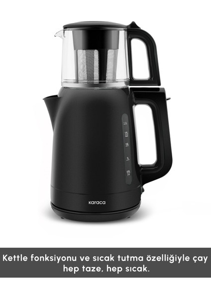 Cam Çay Makinesi, Siyah, 1500W, Şık ve Kullanışlı Elektrikli Çay Demliği fırsatları