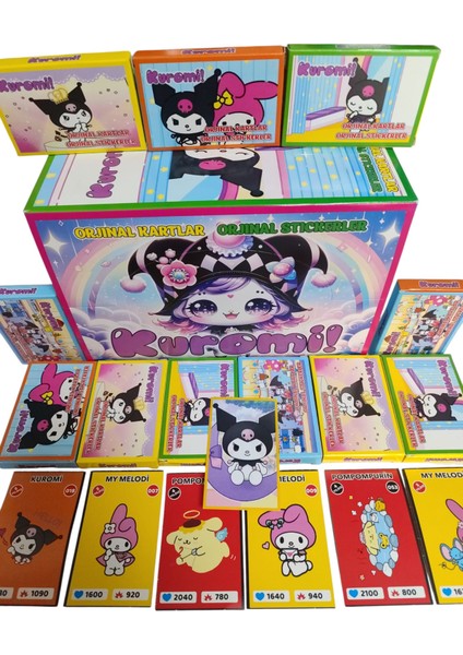 Kuromi Karakter Oyun Kağıtları 5 Mini Kutu 30 Kart + 5 Sticker | Şeker ve Mini Oyuncak Hediyeli