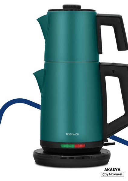 Yeşil Xl 2200W Damlatmayan Çelik Çay ve Su Isıtıcı