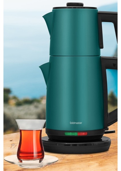 Yeşil Xl 2200W Damlatmayan Çelik Çay ve Su Isıtıcı