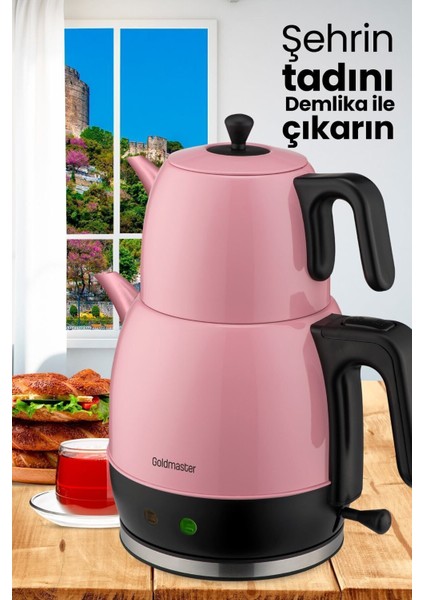 Geniş Hazneli Pembe Çay ve Su Isıtıcı, Paslanmaz Çelik, Damlatmaz, Xl Boy indirimleri