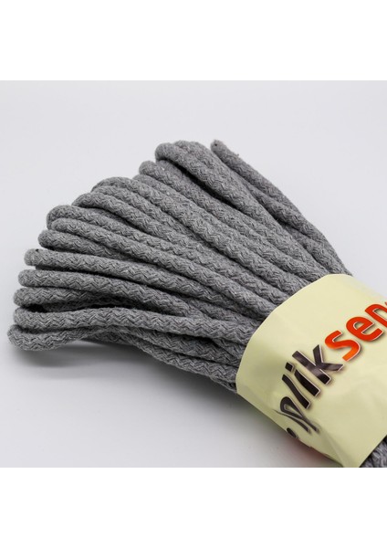 Dolgulu Pamuk Kordon | Tress Kordon Ip 8mm 30MT Gri - 1 Adet