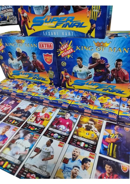 King Of Man 1453 Bd 48 Mini Kutu | Futbolcu Kart + Sticker + Mini Sürpriz Oyuncak + Şeker Oyun Kağıtları fiyatları