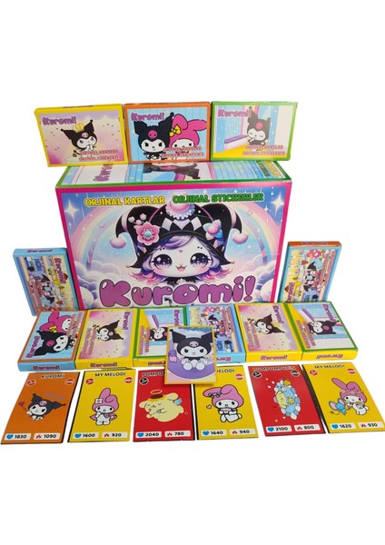 Kuromi Karakter Oyun Kağıtları 10 Mini Kutu 60 Kart + 10 Sticker | Şeker ve Mini Oyuncak Hediyeli modelleri