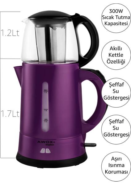 Mor Cam Demlikli Elektrikli Çay Makinesi, Şık ve Kullanışlı Tasarım modelleri