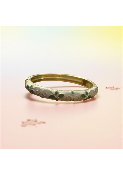 Beyaz Yeşil Çiçekli Bileklik