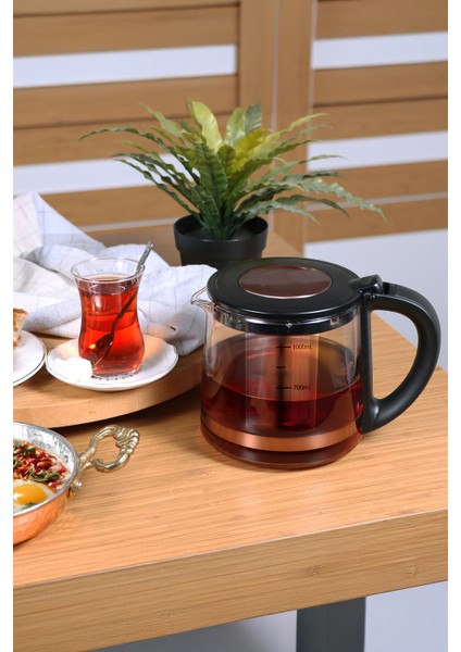 2l Cam Demlik ve Çelik Su Isıtıcıyla Modern Çay Makinesi Siyah fırsatları