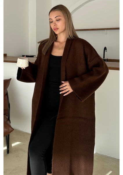 Oversize Kalın Triko Uzun Hırka Kahve 8274 indirimleri