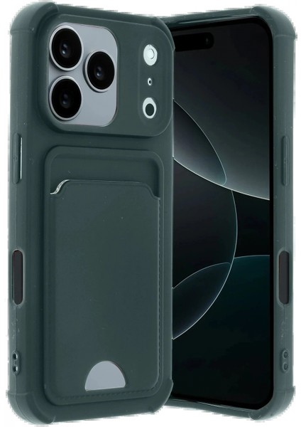 Apple iPhone 17 Pro Kelvin Kartvizitli Silikon - Koyu Yeşil modelleri