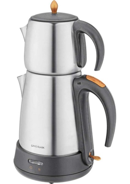 Gri Elektrikli Çelik Çay Makinesi, Hızlı ve Pratik Çay Demleme Cihazı
