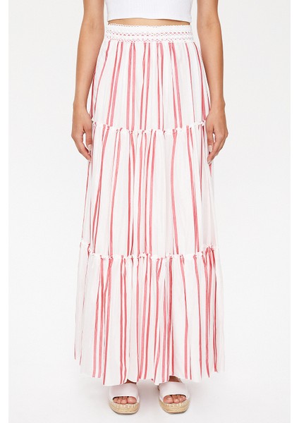 Kırmızı Dantel Detaylı Uzun Etek 81022 fiyatları