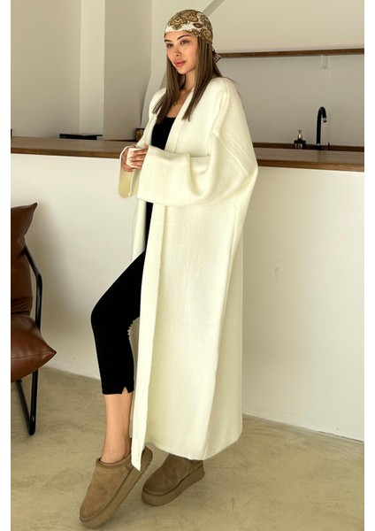 Oversize Kalın Triko Uzun Hırka Ekru 8274 fiyatları