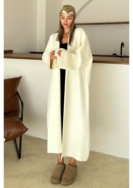 Oversize Kalın Triko Uzun Hırka Ekru 8274 indirimleri