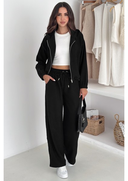 Kadın Fermuarlı Kadife Dokuma Takım – Sportif & Günlük Konfor