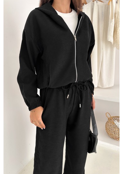 Kadın Fermuarlı Kadife Dokuma Takım – Sportif & Günlük Konfor