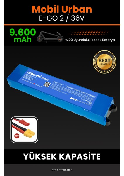 Mobil Urban E-Go 2 / 36V 9600MAH Elektrikli Scooter Bataryası - Koruma Katmanlı Batarya Teknolojisi